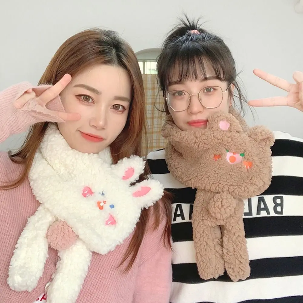 

Плюшевый мультяшный шарф из искусственного меха универсальные теплые толстые вязаные шарфы с вышивкой шарфы на осень и зиму