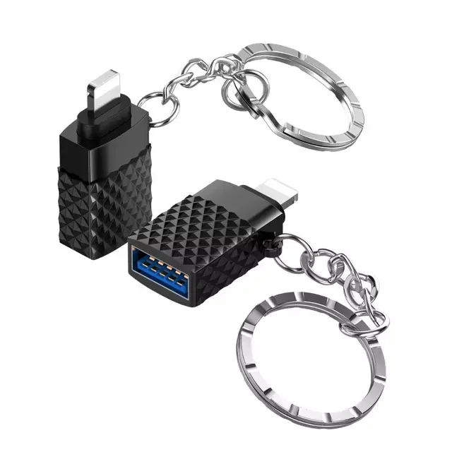 iPhone Mini USB 3.0 To Lighting 8 Pin OTG Adapter With Key Chain For iOS 13 14 Above system Sync Data OTG Adapter Converter