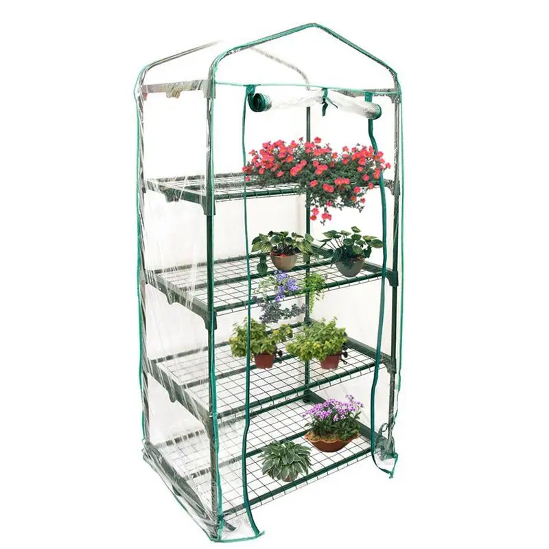 

Greenhouse Growbag PVC Waterproof Cover Garden Green House Multi Tiers Folded Green Household Plant Flower Greenhouse Shed