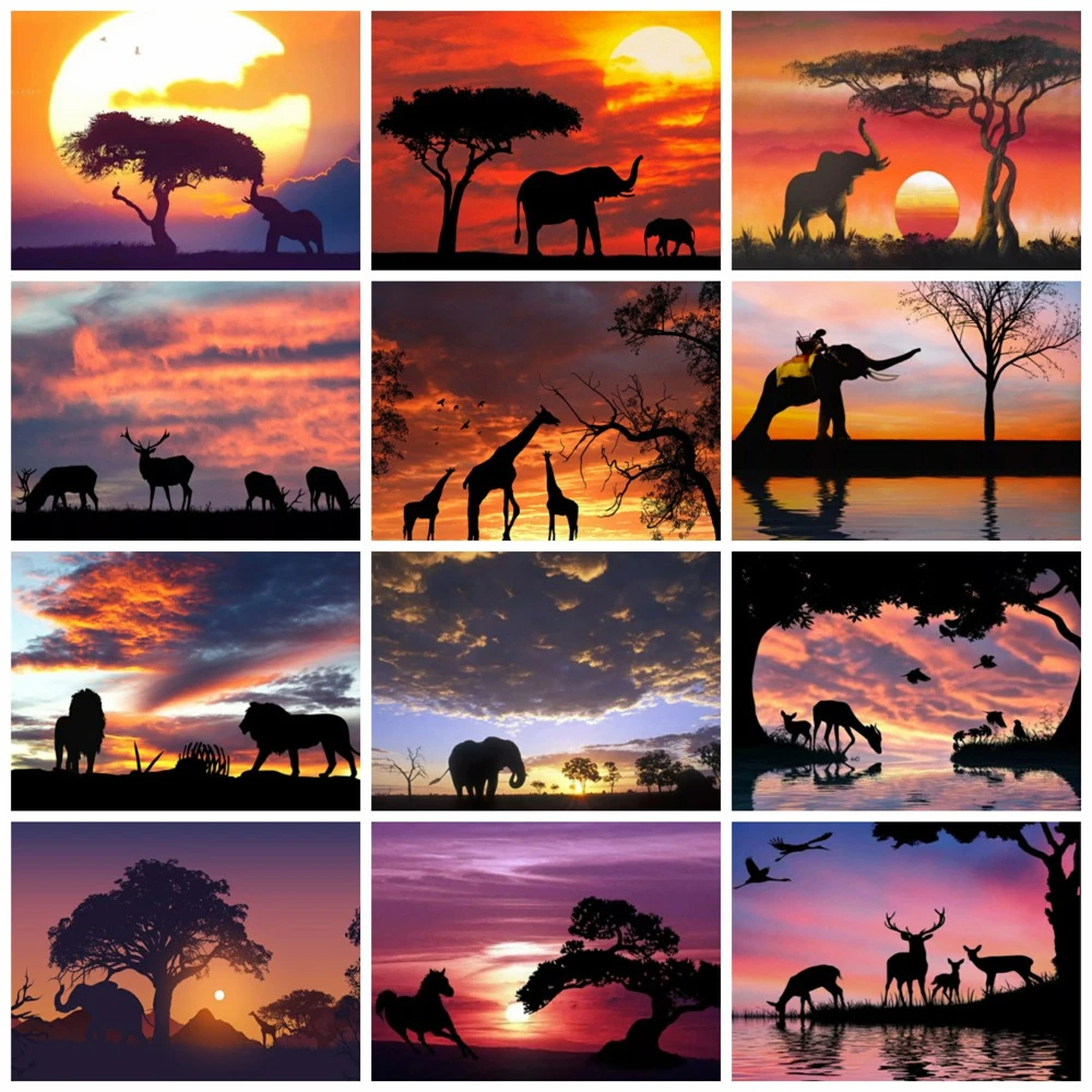 

Алмазная 5d-картина Huacan, полноразмерная вышивка С закатом, пейзажем, хобби, мозаика с животными, набор для домашнего декора