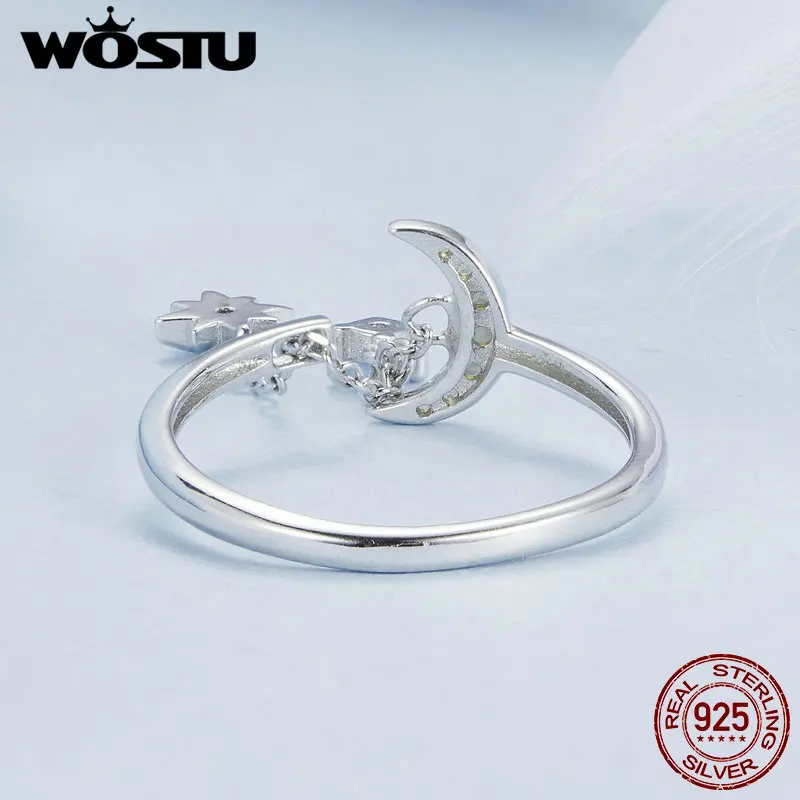 Серебряное кольцо со звездами и луной с наноопалом