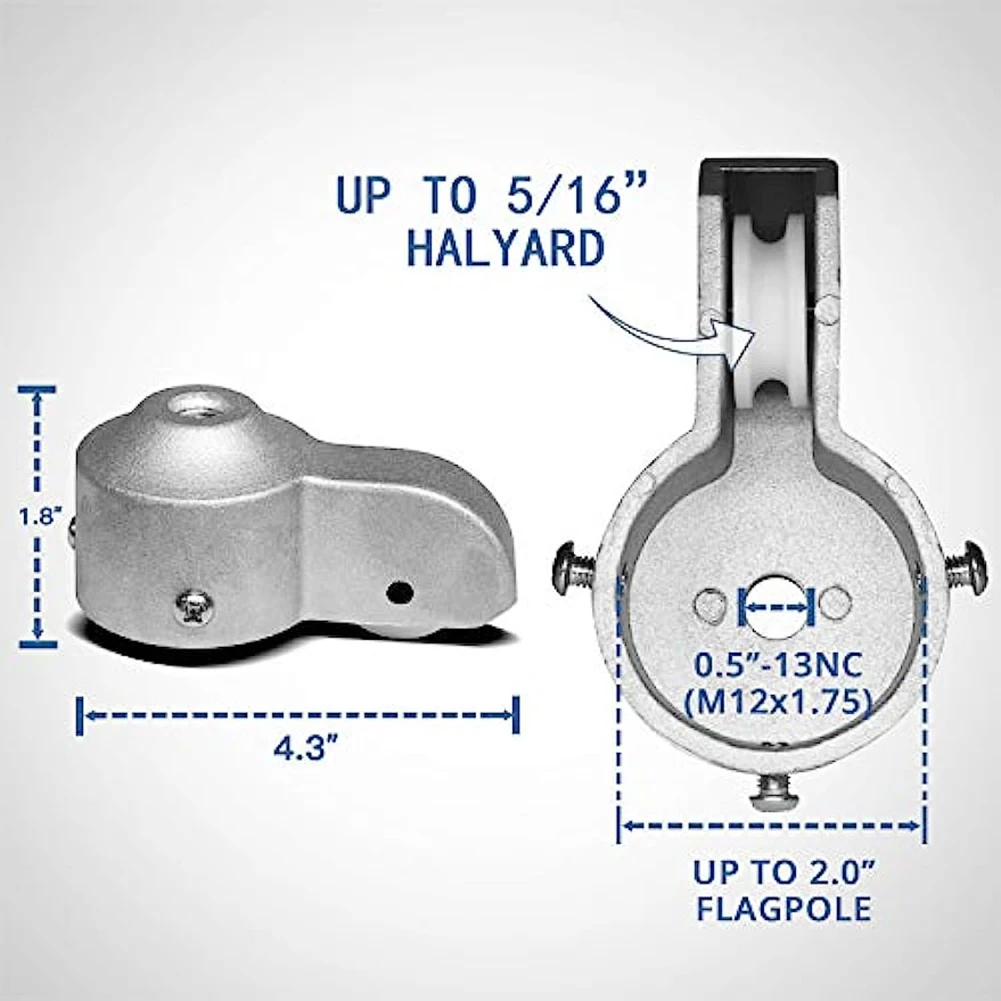 

Aluminum Flag Pole Flagpole Truck Recessed Screws 1pc 2 Inch Alloy 110mm*60mm*50mm Accepts 1/4" Or Up To 5/16"