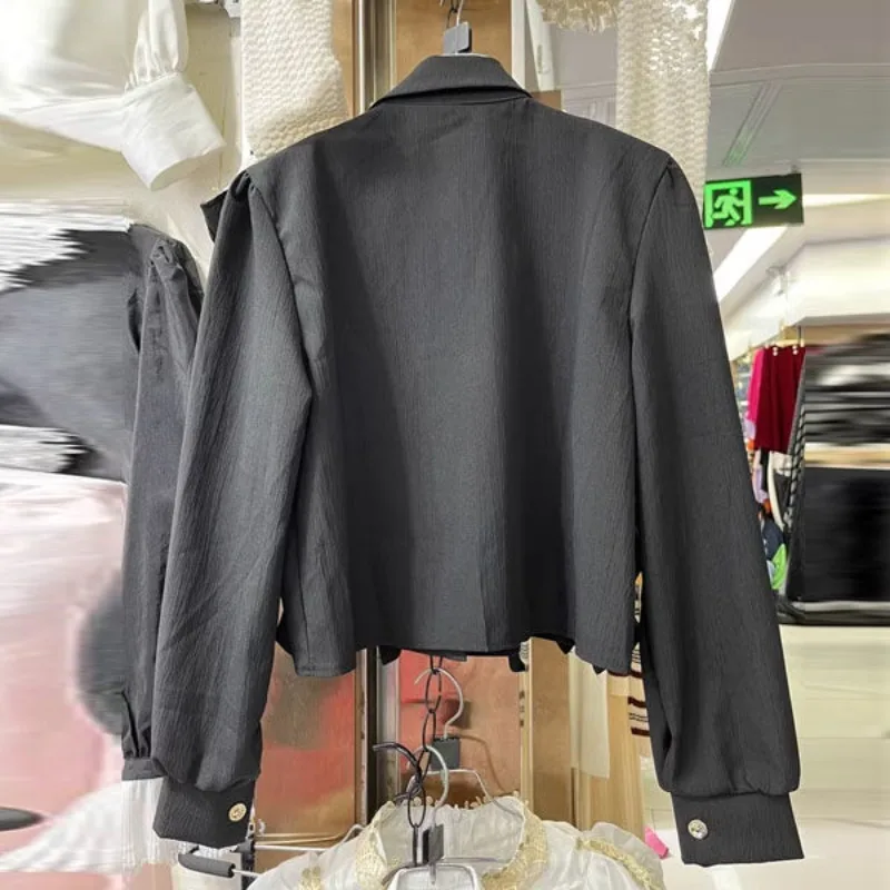 Женская блузка с длинным рукавом воротником лацканами и блестками