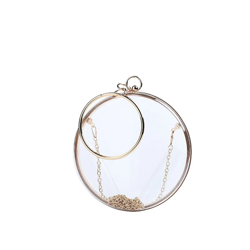

New Handbag Round Acrylic Women's Shoulder Crossbody Bag Transparent Dinner Banquet Bag Makeup Bag Handbag