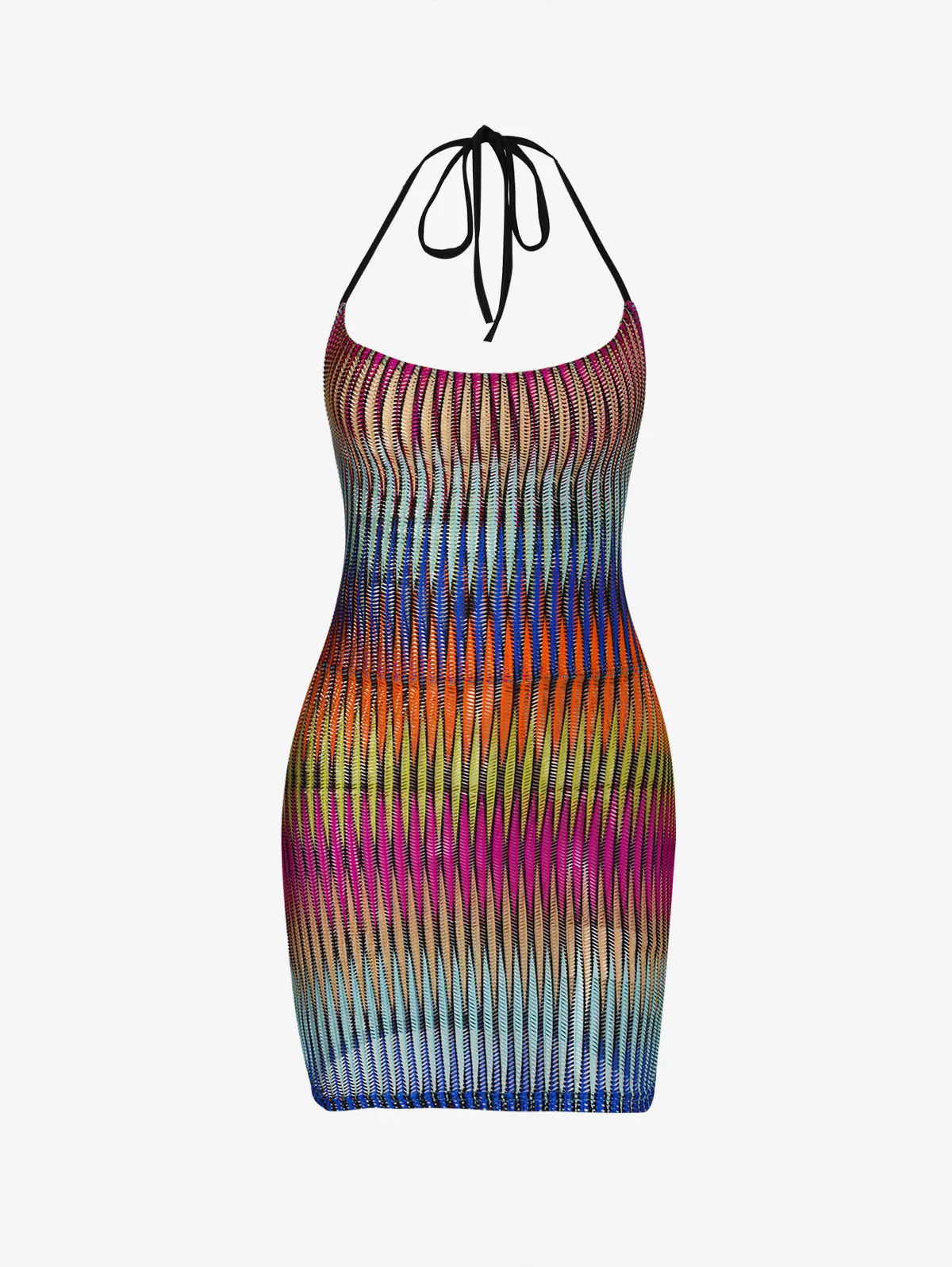 

ZAFUL Ombre Stripes Lace Up Cutout Back Mini Dress Mini Dress Women Striped Slinky Dresses