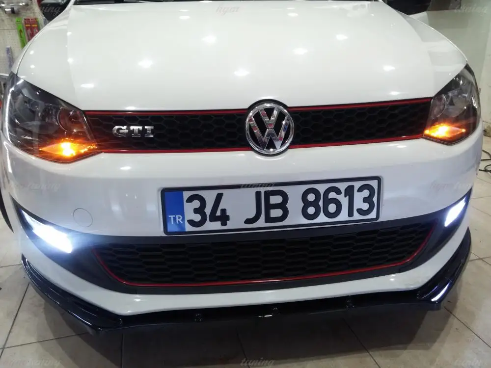 Фронтальное крепление бампера для VW Polo 6 2009-2016 4 3-х частейный глянцевый черный сплиттер губы автомобиля авто стайлинг аксессуар орнамент.