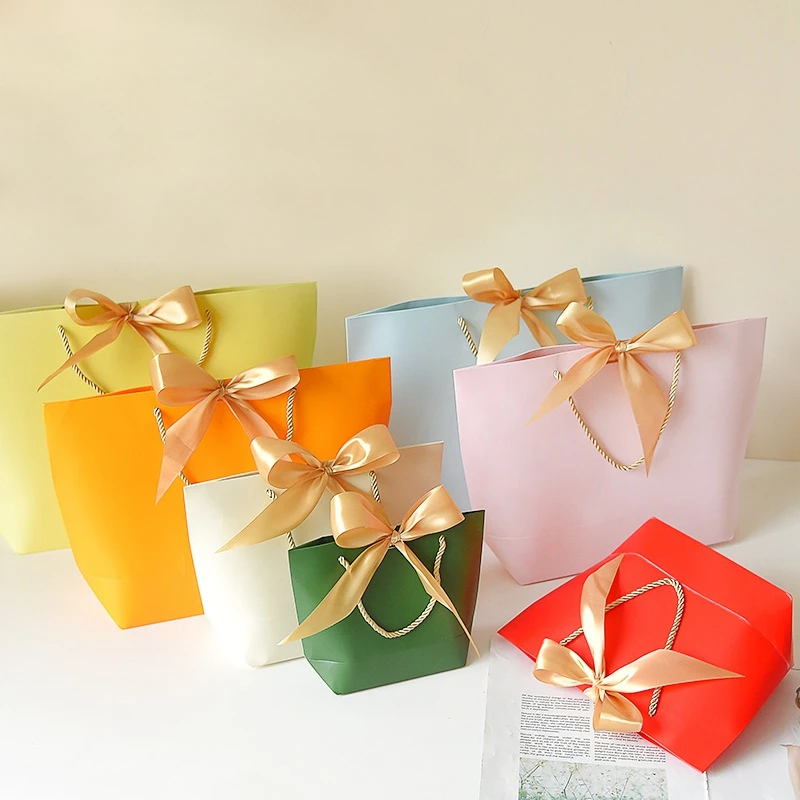 

10 шт., бумажные сумки для покупок с бантом
