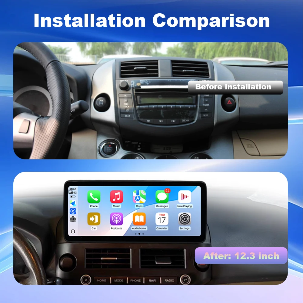 Автомобильное радио с Wi-Fi 4G для Toyota RAV4 2007-2012, беспроводной Carplay, Android 16, мультимедийный проигрыватель, HDMI, DSP, 48EQ (art.: 3920dbc58f232) - 3920dbc58f232