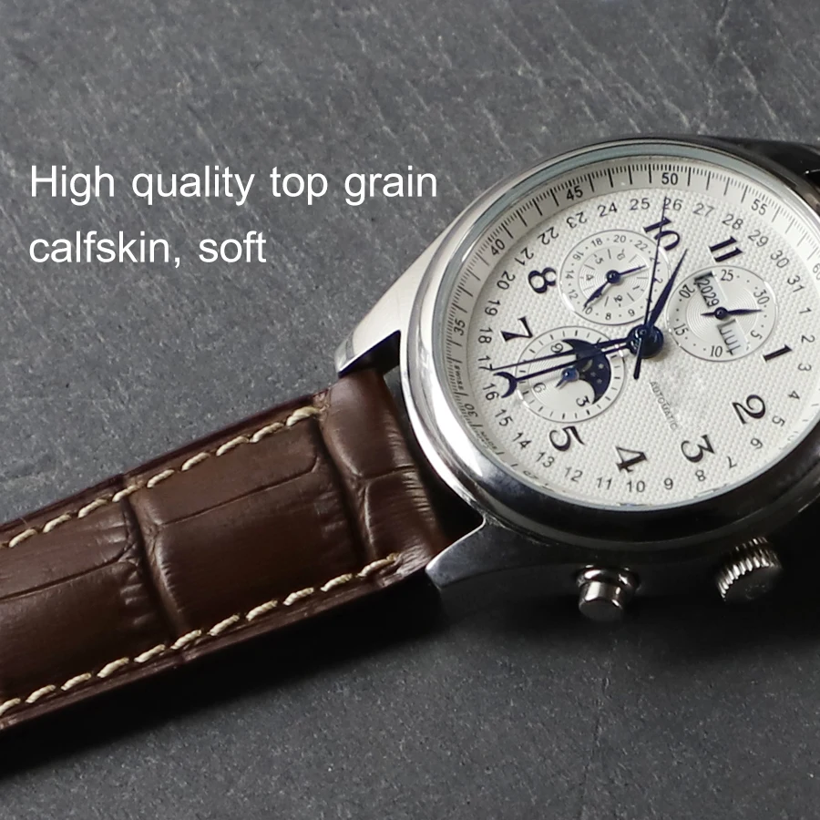 Calfskin Watch Band for Longines Masters Collection Watch Strap Belt Bracelet Cowhide Leather 13 14 15 18 19 20 21 22mm Strap L3