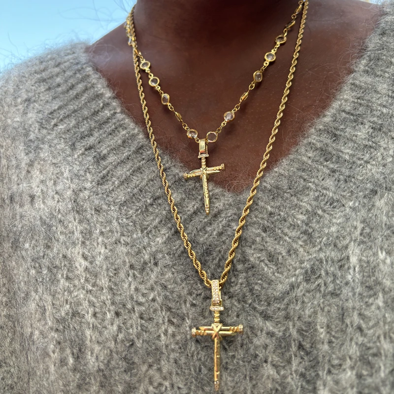 Красочные циркониевые ожерелья с подвеской в виде креста для женщин и девочек