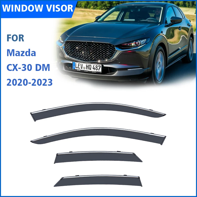FOR Mazda CX30 CX-30 DM 2020-2023 Window Visor Rain Guard Windows Rain Cover Deflector Awning Shield Vent Guard Shade Cover Trim