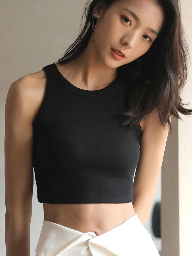 2022 Knitted Women's Vest Halter Tanks White Crop Top Ribbed Female Sexy Short Casual Fitness Basic Off Shoulder Summer Clothing |