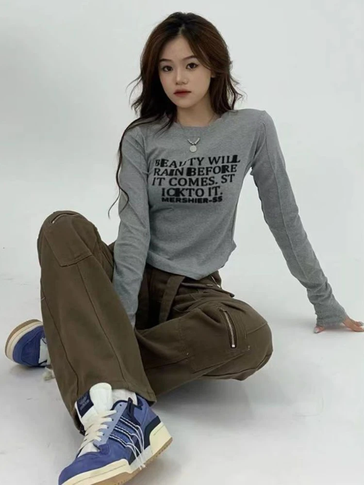 

Женская футболка с длинным рукавом, в Корейском стиле