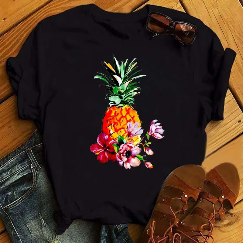 

Pineapple Women T Shirt Casual Funny Tshirts Fashion Tee Top Hipster Tumblr Female T Shirt Harajuku Black T-Shirts Woman Clothes