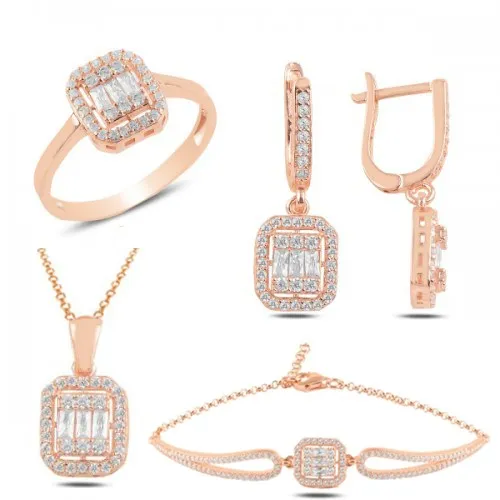 Набор багетов и браслет с серебряной розой набор серебряных розовый