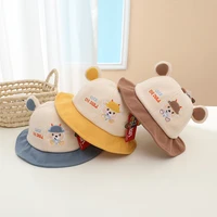 2022 spring baby hat with ear cute bear baby bucket hats soft cotton baby fisherman caps kids accessories for girls boys