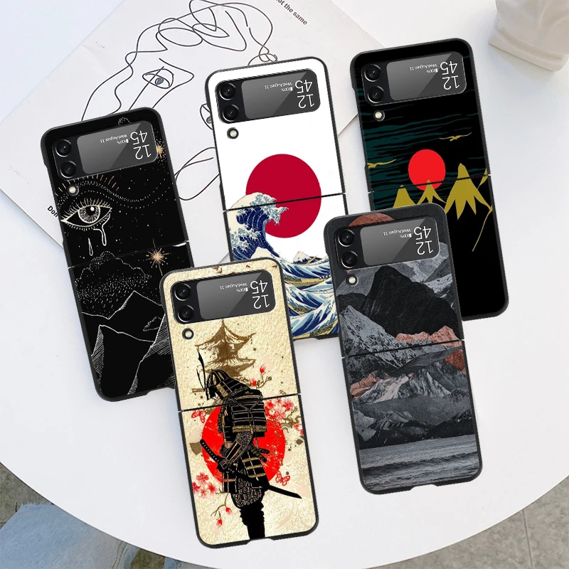 Японский черный чехол Samurai Sunrise для Samsung Galaxy ZFlip3 ZFlip4 5G, чехол для телефона Z Flip 3 4 zflip3 flip4 zflip Fundas