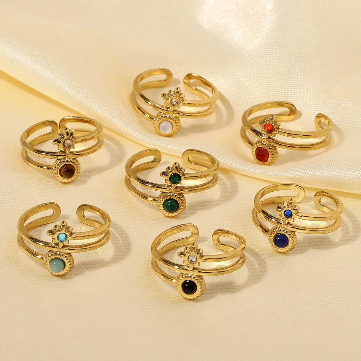 Vnistar французское кольцо из нержавеющей стали с черным красным агатом