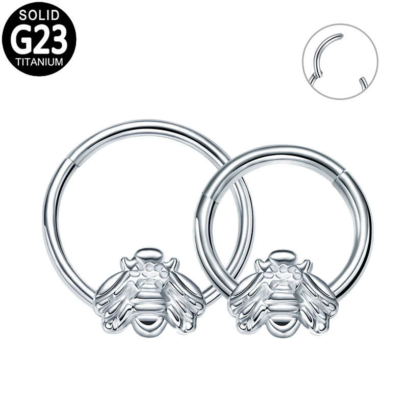 

G23 Titanium Precision Hinged Segment Hoop Rings Tragus Nose Septum Ring Studs Bee Shape Helix Lip Ear Piercing Jewelry