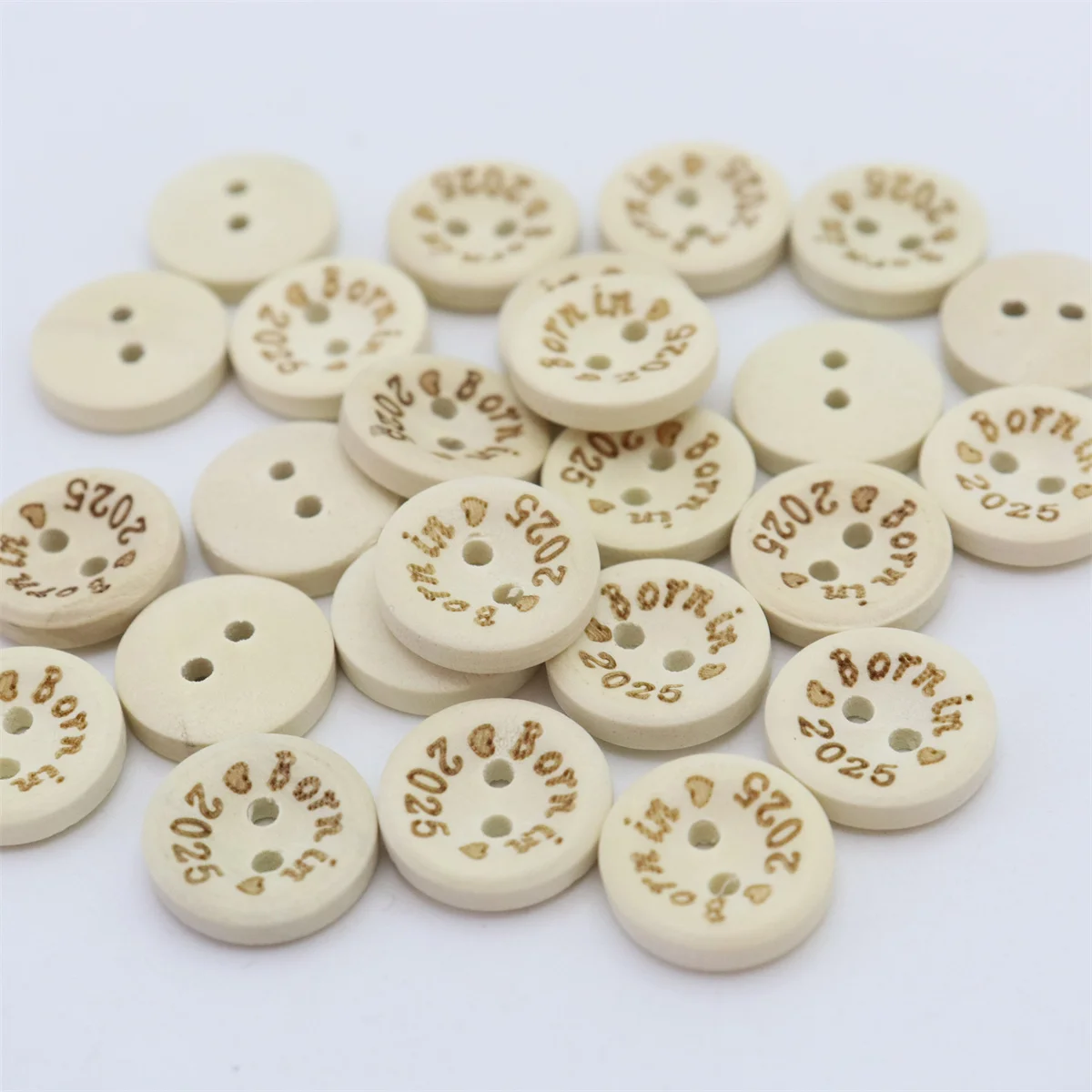 100 шт. деревянные пуговицы с двумя отверстиями 15 мм