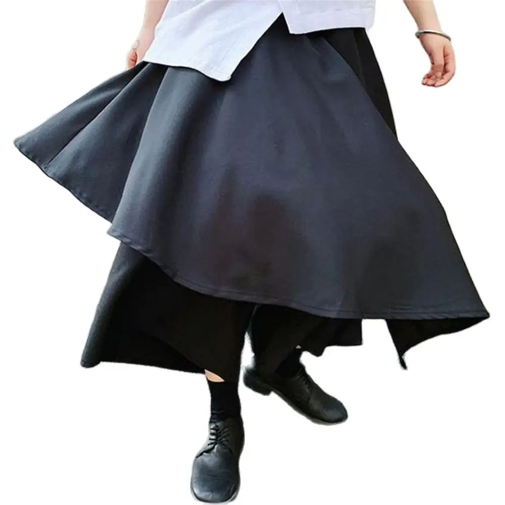 

Брюки мужские с эластичным поясом, черные широкие штаны с разрезом, модные штаны свободного кроя для сцены, хип-хоп, весна-осень 27-38