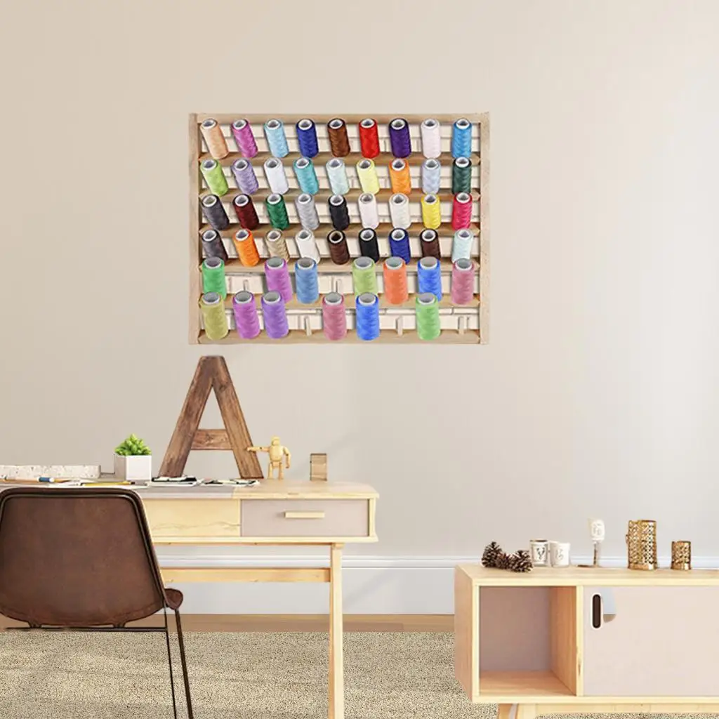 Подставка для ниток с 54 катушками деревянный держатель органайзер шитья