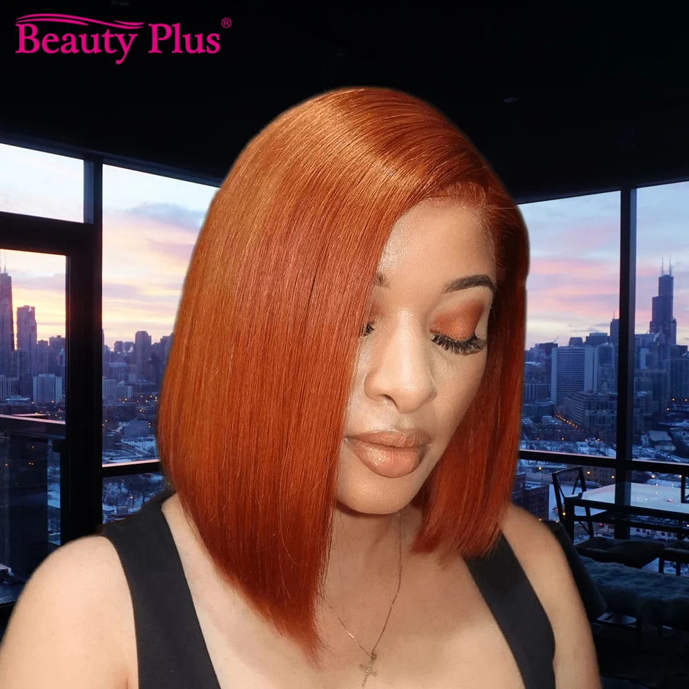 Ed Ginger 350 Bone Straight 13x4 Lace Front Bob Wig Hd Transparent Free Part Lace Wig Brazilian Virgin Hair 180 Density