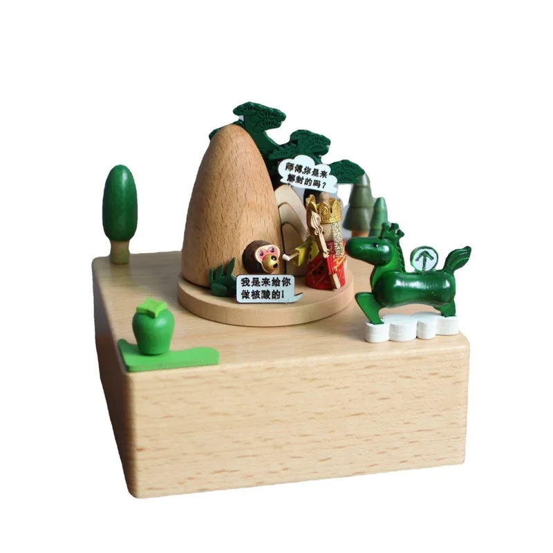 Деревянная музыкальная шкатулка оригинальная карусель для украшения дома