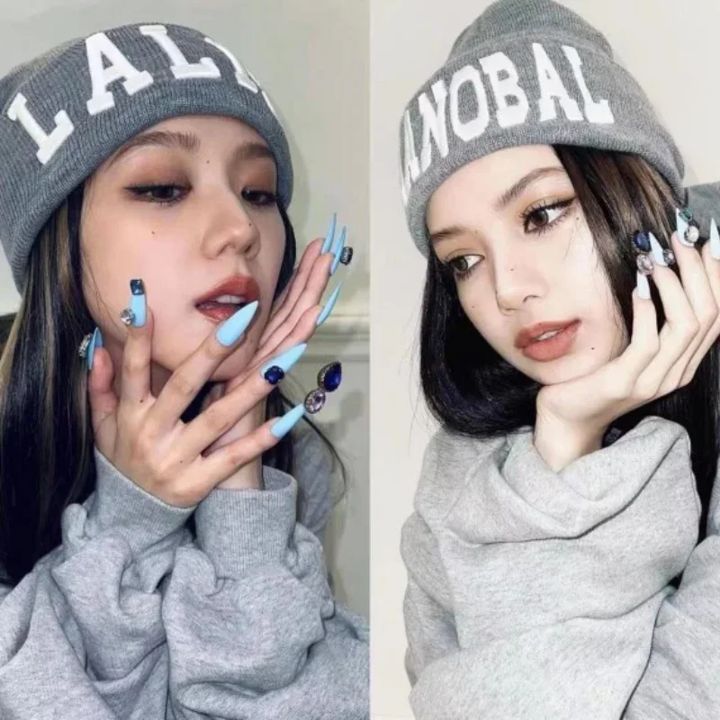 

10 шт./партия, женские зимние эластичные шапки с надписью Kpop