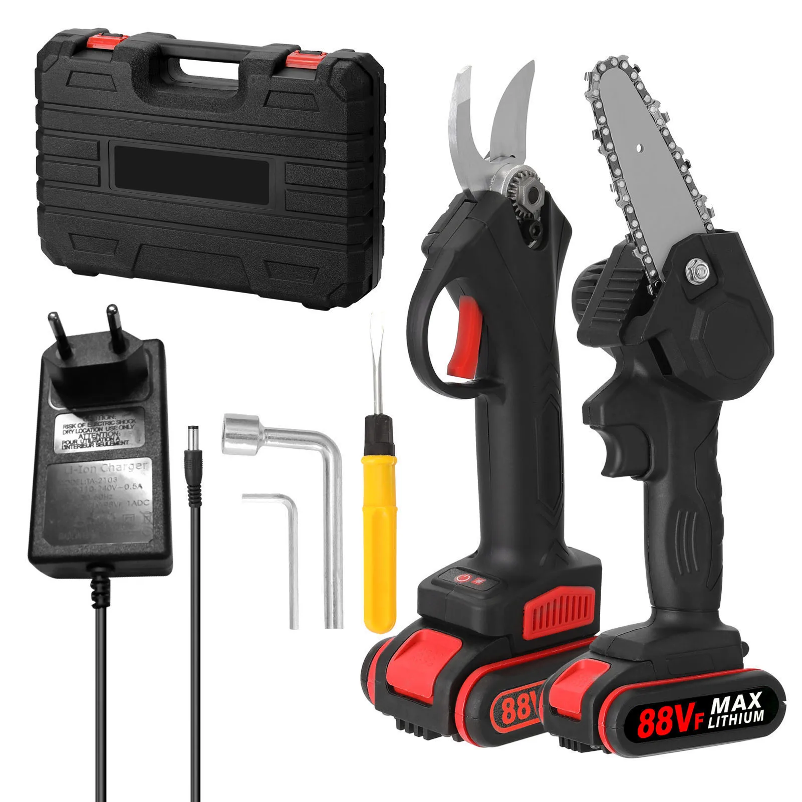 

Электрическая бензопила KKMOON 21В 6 дюймов и ножницы для обрезки древесины 21В