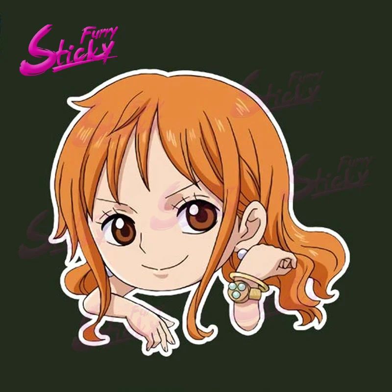 

Furry Sticky One Piece Nami Fuel Tank Cap Anime Car Sticker Decal Mini Cooper Car Accessories Bumper Helmet Trunk Laptop Sticker