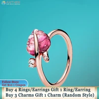 ahthen 925 sterling silver ring pink murano glass leaf ring original women rings ngagement ring women jewelry making girl gift