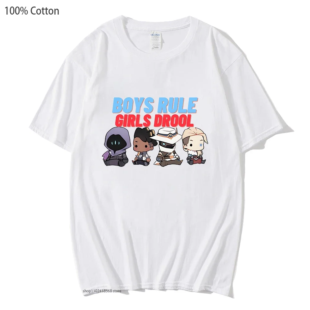 Футболка Valorant милая мультяшная рубашка Omen Cypher Sova для мальчиков и девочек топы