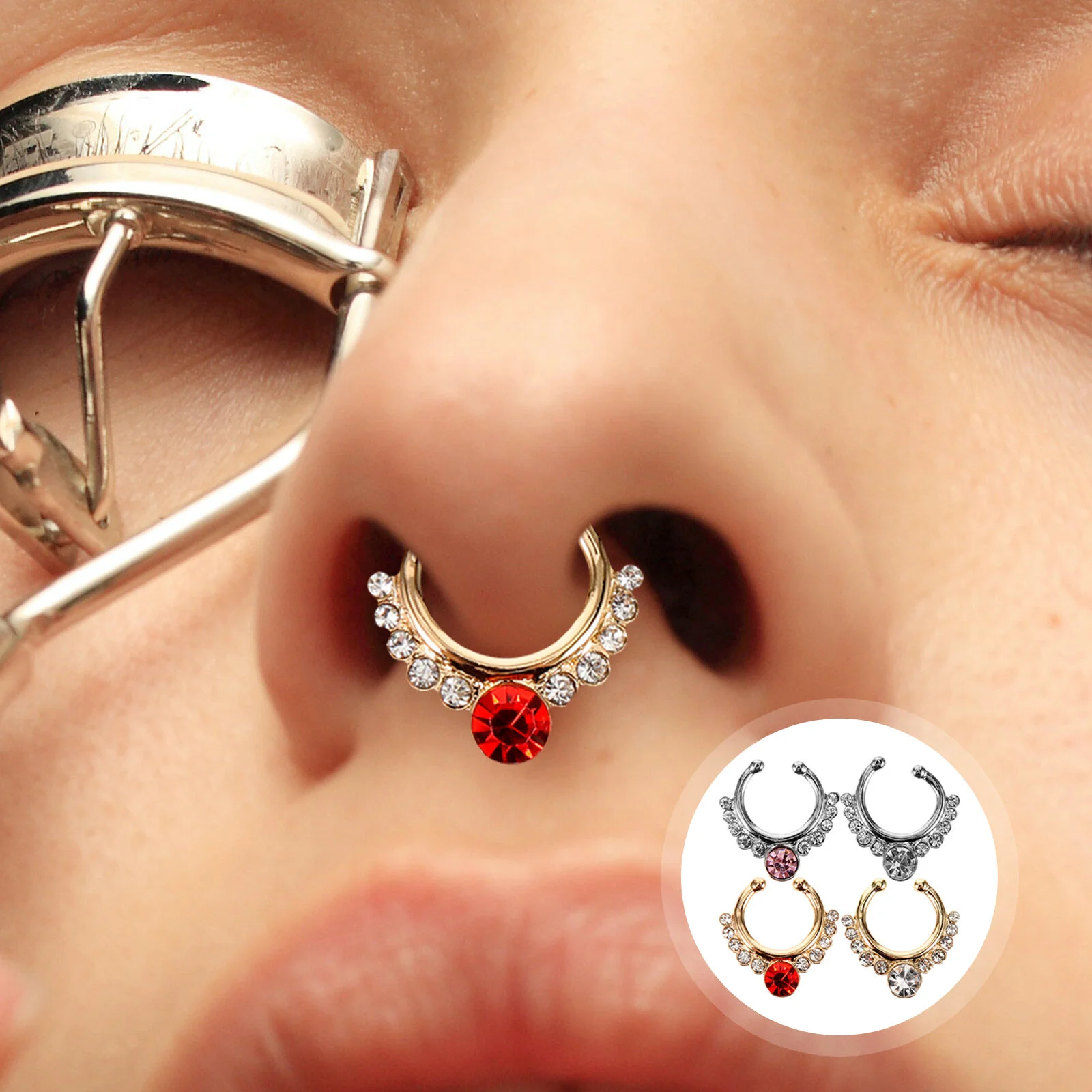 

Sparkling Nose Rings Body Jewelry Cuffs Pierced Cartilage Hoop Piercings