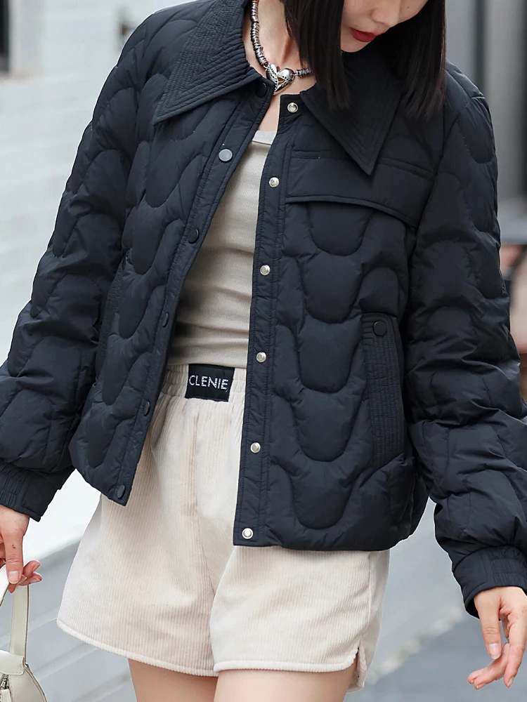 Легкий пуховик женский короткий 2024 зима новая рубашка с воротником свободная