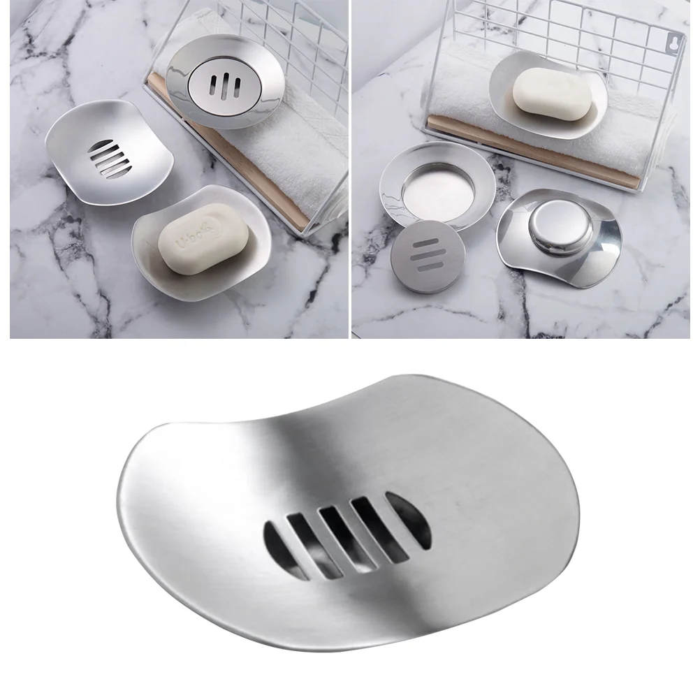 

Stainless Steel Bar Dish Holder with Draining Tray Bathroom Shower Dishes Tray
