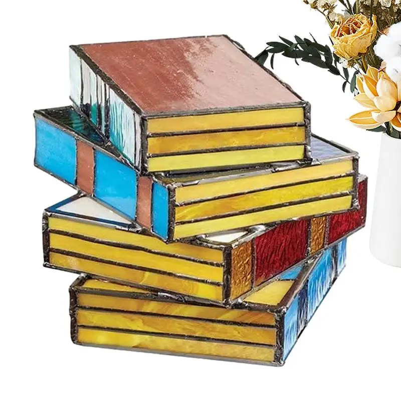 

Искусственная книга, Декор, искусственное витражное стекло, книги из смолы, устойчивые к выцветанию, винтажные элегантные многослойные книги, декор для кофейных столов
