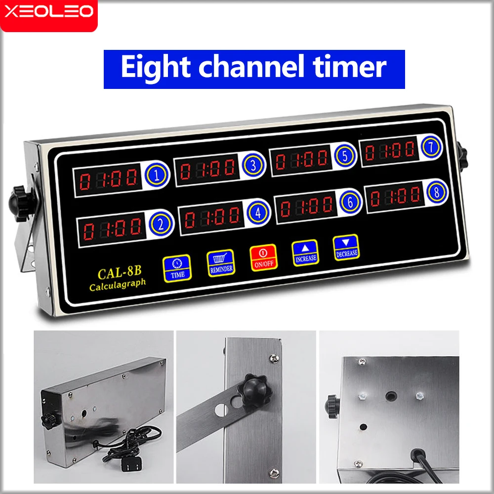 

XEOLEO портативный 8-канальный цифровой таймер для кухни, часы для приготовления пищи, коммерческий/домашний ЖК-дисплей, часы, напоминание о вибрации