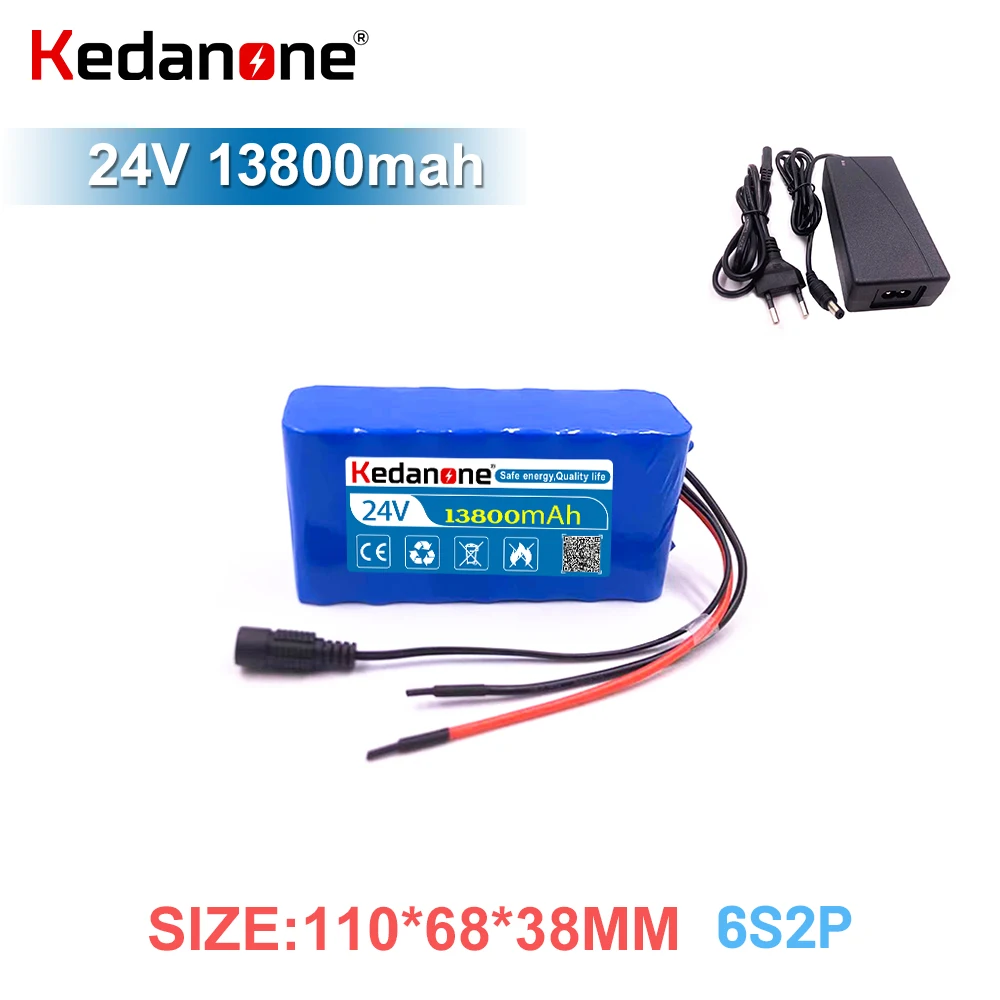 

24V 25000mAh 6S2P 18650 25.2V Lithium Battery with BMS For Electric Bicycle Moped 2A Charger