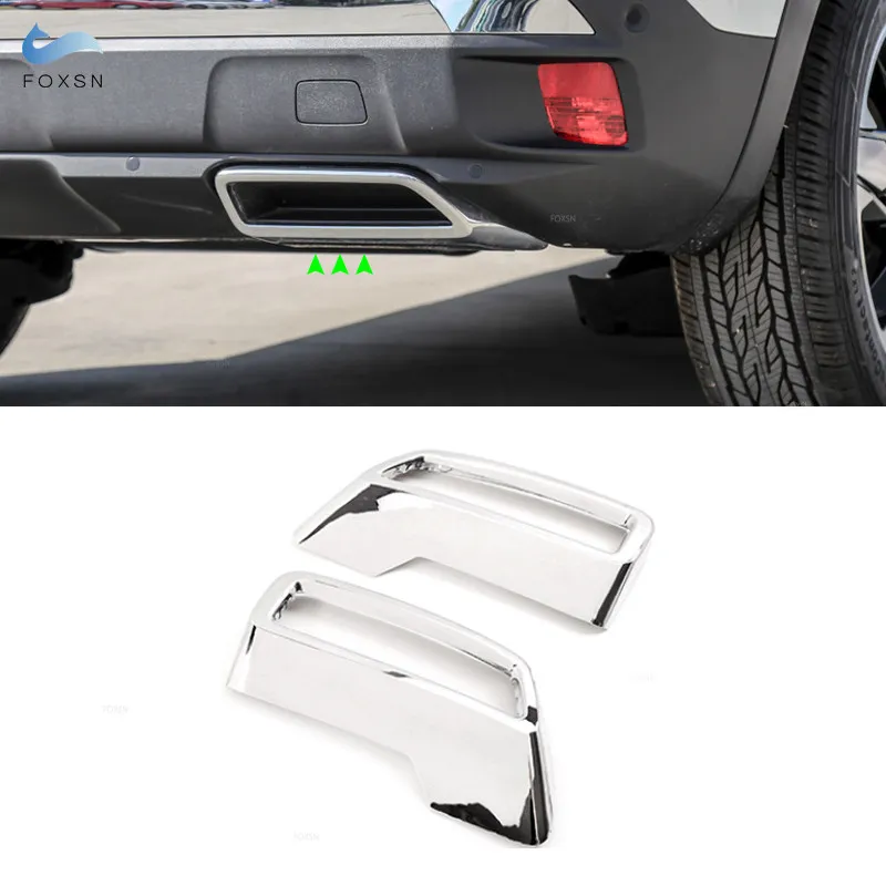 

For Peugeot 3008 4008 5008 2017 2018 2019 2020 2021 ABS Silver Rear Exhaust Tail Muffler Pipe Cover Protective Trim