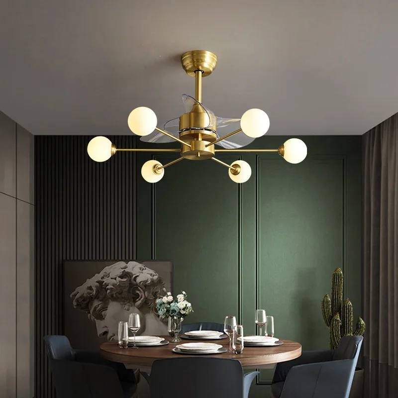 

Rear Light Luxury Copper Fan-Style Ceiling Lamp Lamp in the Living Room Magic Bean Molecular Lamp Nordic Restaurant Bedroom Crys