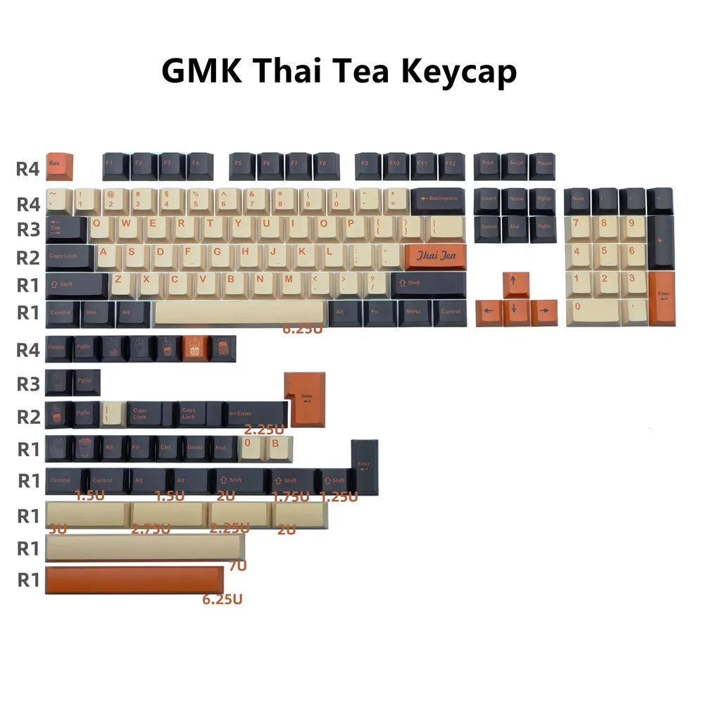 142 клавиши GMK Thai Tea Clone Keycap Cherry Profile Премиум PBT Наборы DYE Subbed для Outemu TTC Крестовые