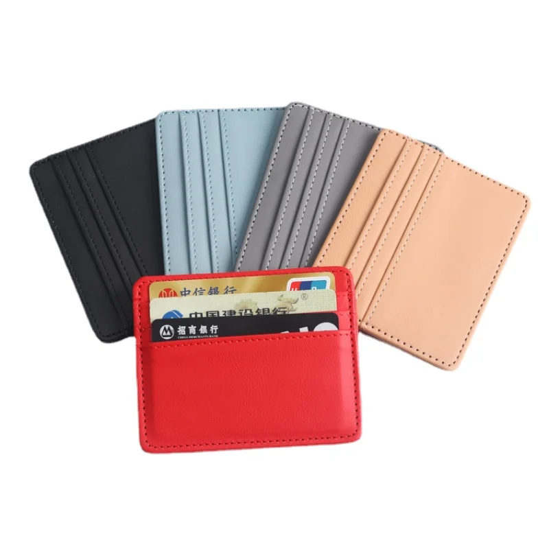 

Ultrathin 4 Slots Card Bag Holder for ID Credit Cards Storage Organizer PU Leather Multilayer Card Holder Badge Bag Case