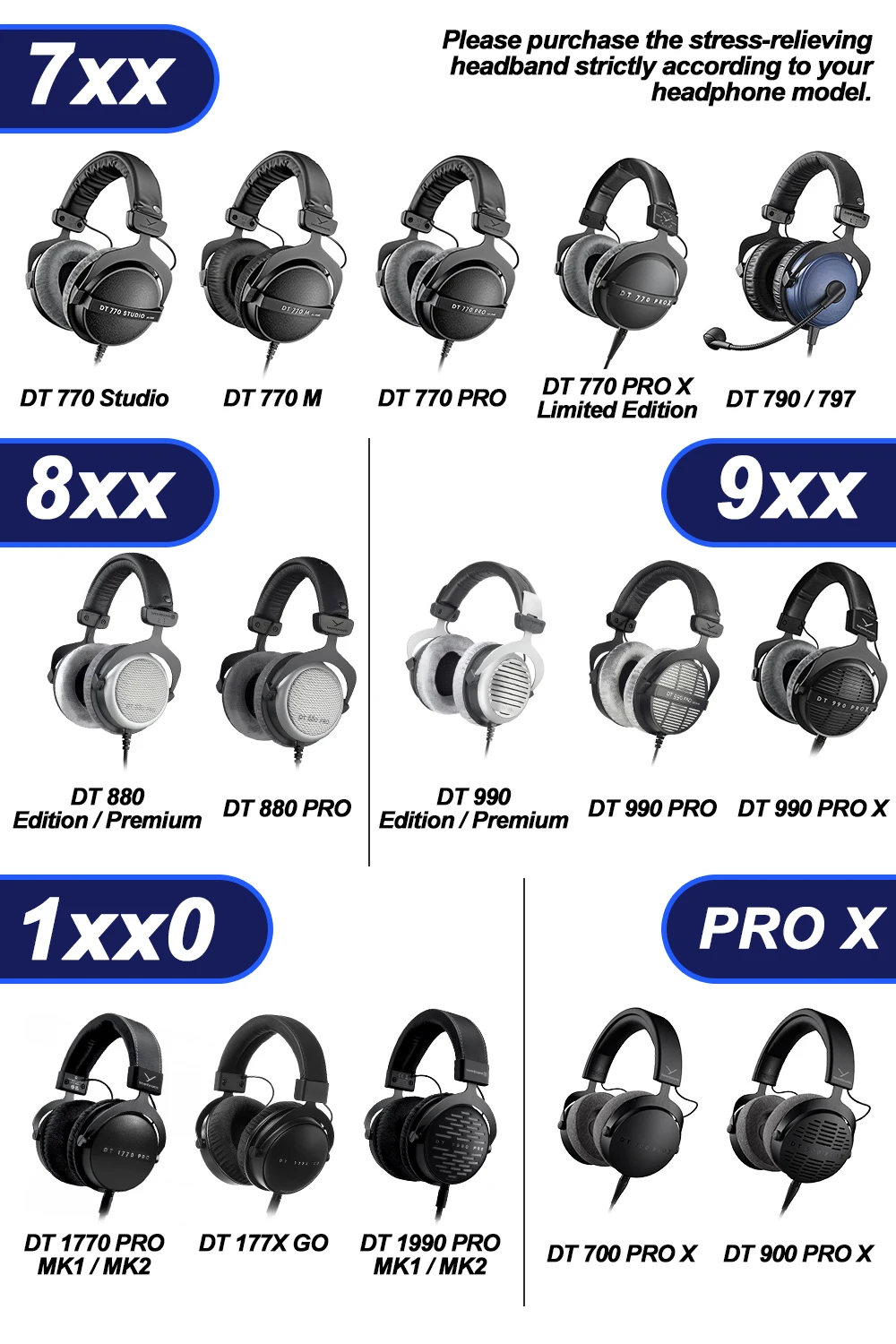 Фото Накладка на оголовье для наушников Beyerdynamic DT770 DT880 PRO DT990 PRO DT1770 DT1990 DT1990, расширенная накладка на оголовье для снижения давления, амбушюры. №2
