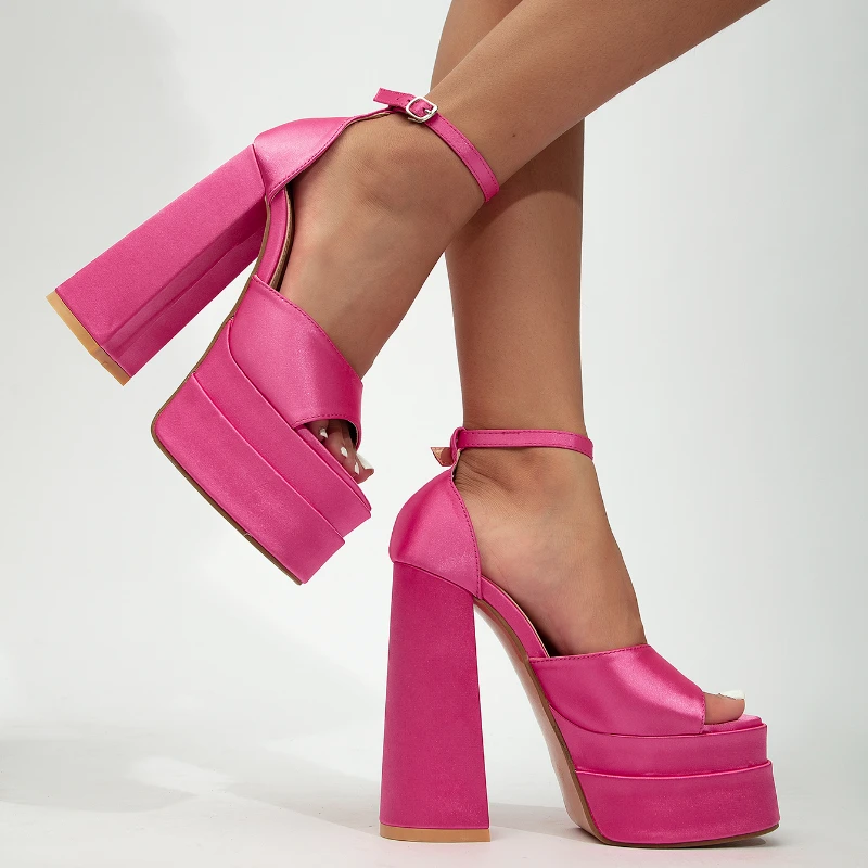 

New Brand Women Sandals Summer Shoes Sexy Thick High Heels Platform Black Red 2022 Dress Party Wedding Shoes Woman Pumps