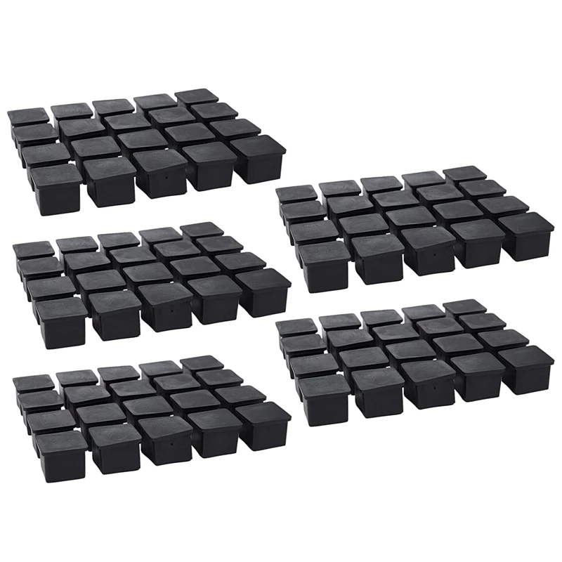

100Pcs Square Chair Table Leg Foot Rubber Covers Protectors 25mm x 25mm