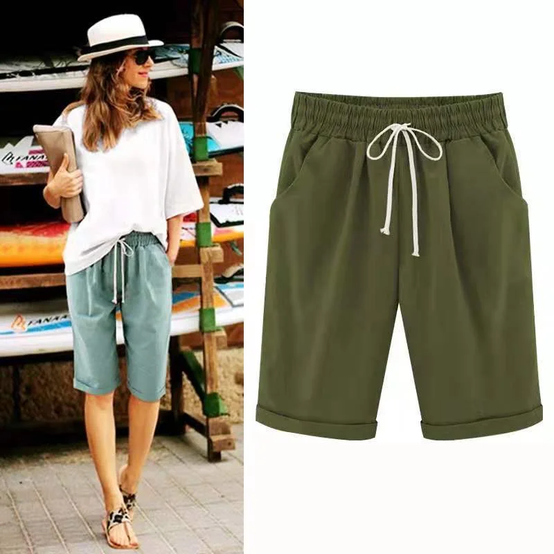 Summer Leisure Women's Five-point Pants Shorts Women Thin Outering Medium Large Size Ladies Mm Loose Female Breathable Wild
