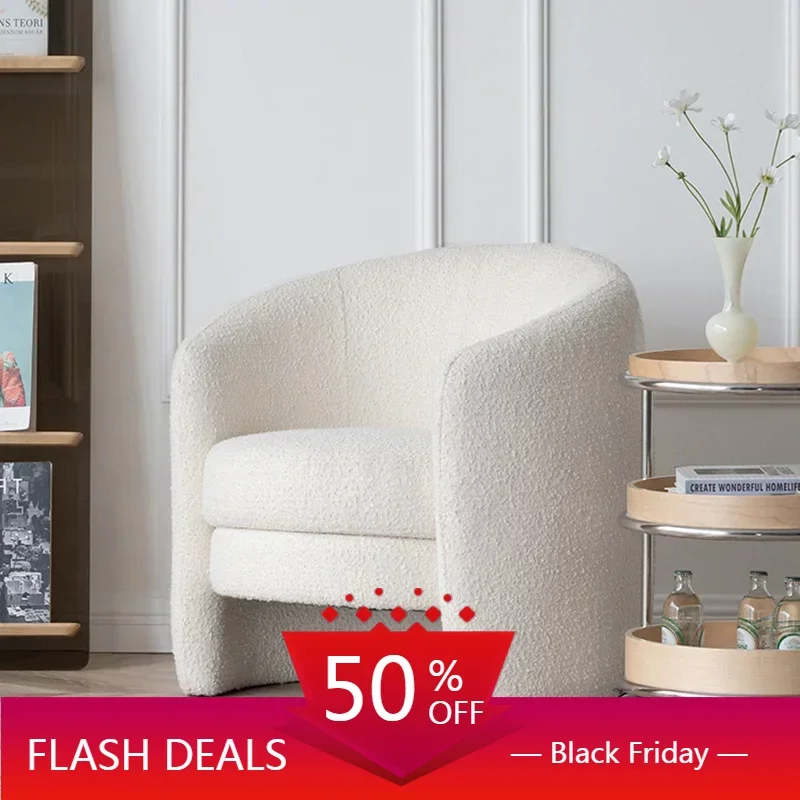 

Скандинавский простой диван из овечьей шерсти, белый минималистичный одноместный диван, Современная эргономичная мебель для балкона, домашняя мебель для ленивого кабинета