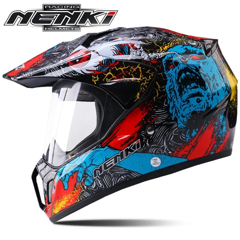 

NENKI Black Motorcycle Helmet Motorcycle Full Face Helmet Motocross Men's Adventure Downhill DH Racing Casco Moto Helmet ECE