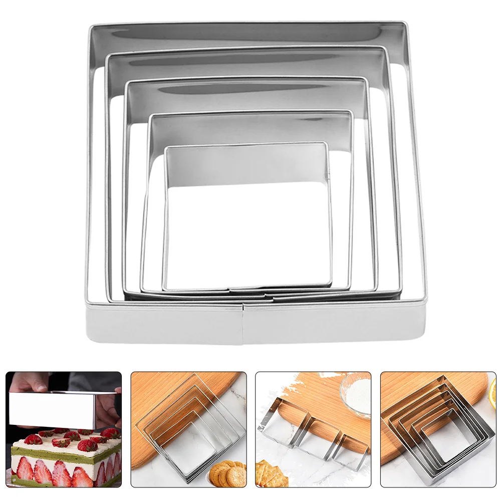 

Square Biscuit Molds Cookie Set Stainless Steel Ring Cake Mousse Baking